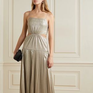 JONATHAN SIMKHAI Daisy cutout plissé-lamé maxi dress NWT